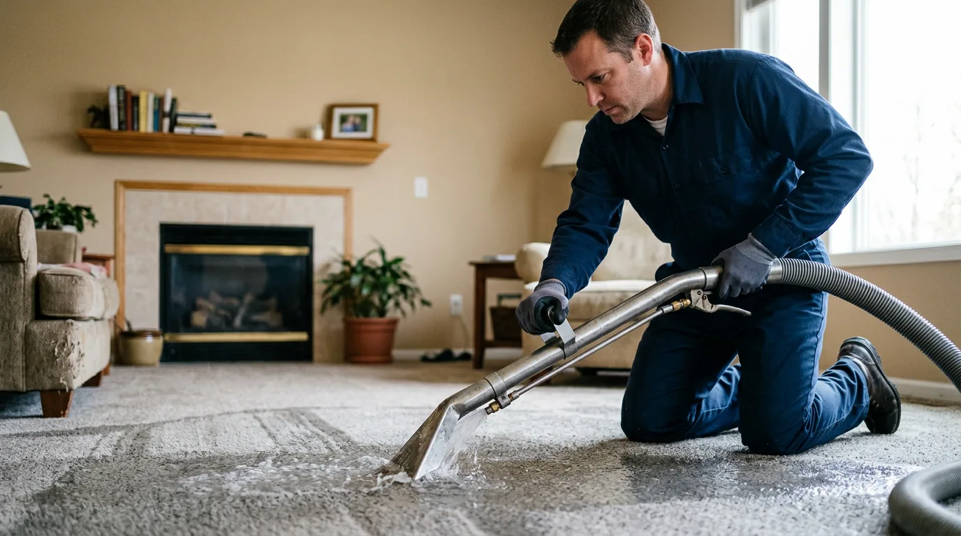 Water damage restoration technician working near Spirit Lake, IA